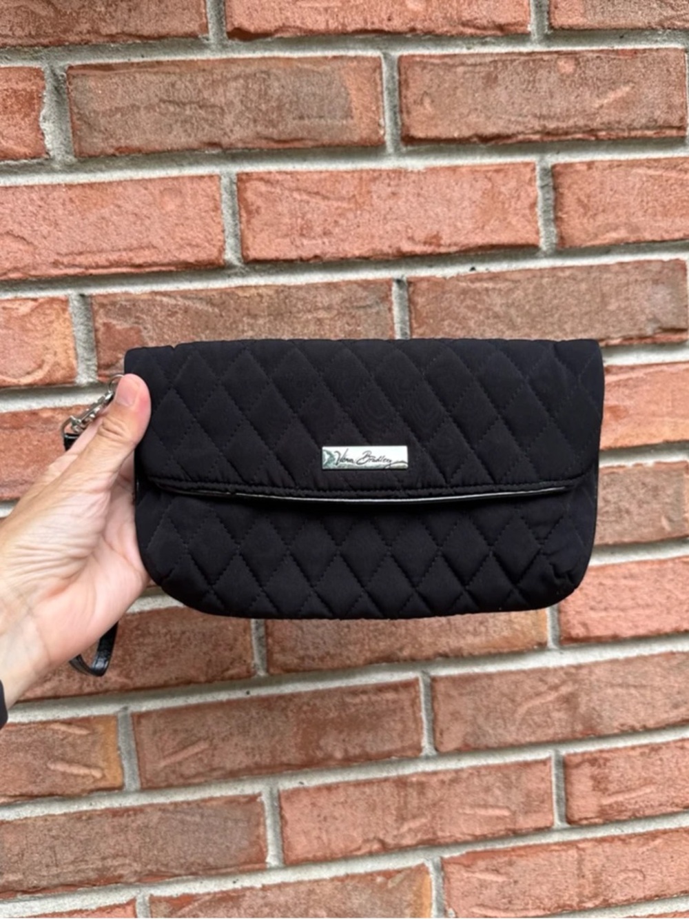 Vera Bradley Black Quilted Wristlet clutch purse.
